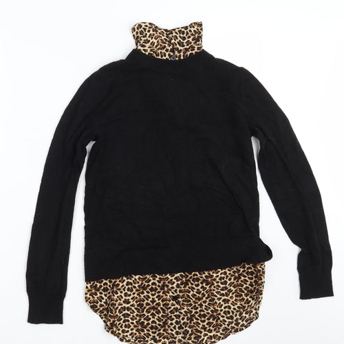 Topshop Womens Black Animal Print  Pullover Jumper Size 8