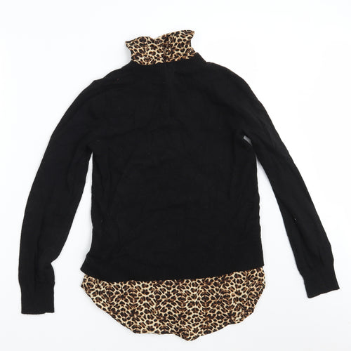 Topshop Womens Black Animal Print  Pullover Jumper Size 8