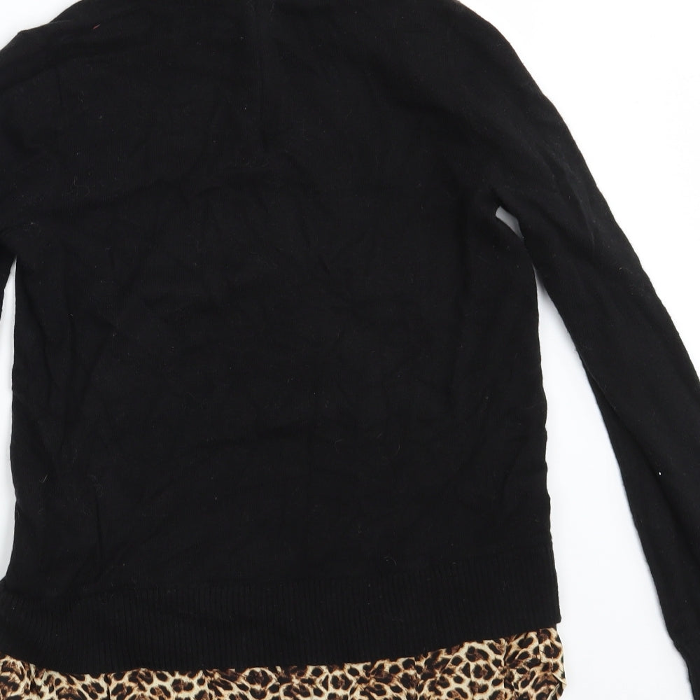 Topshop Womens Black Animal Print  Pullover Jumper Size 8