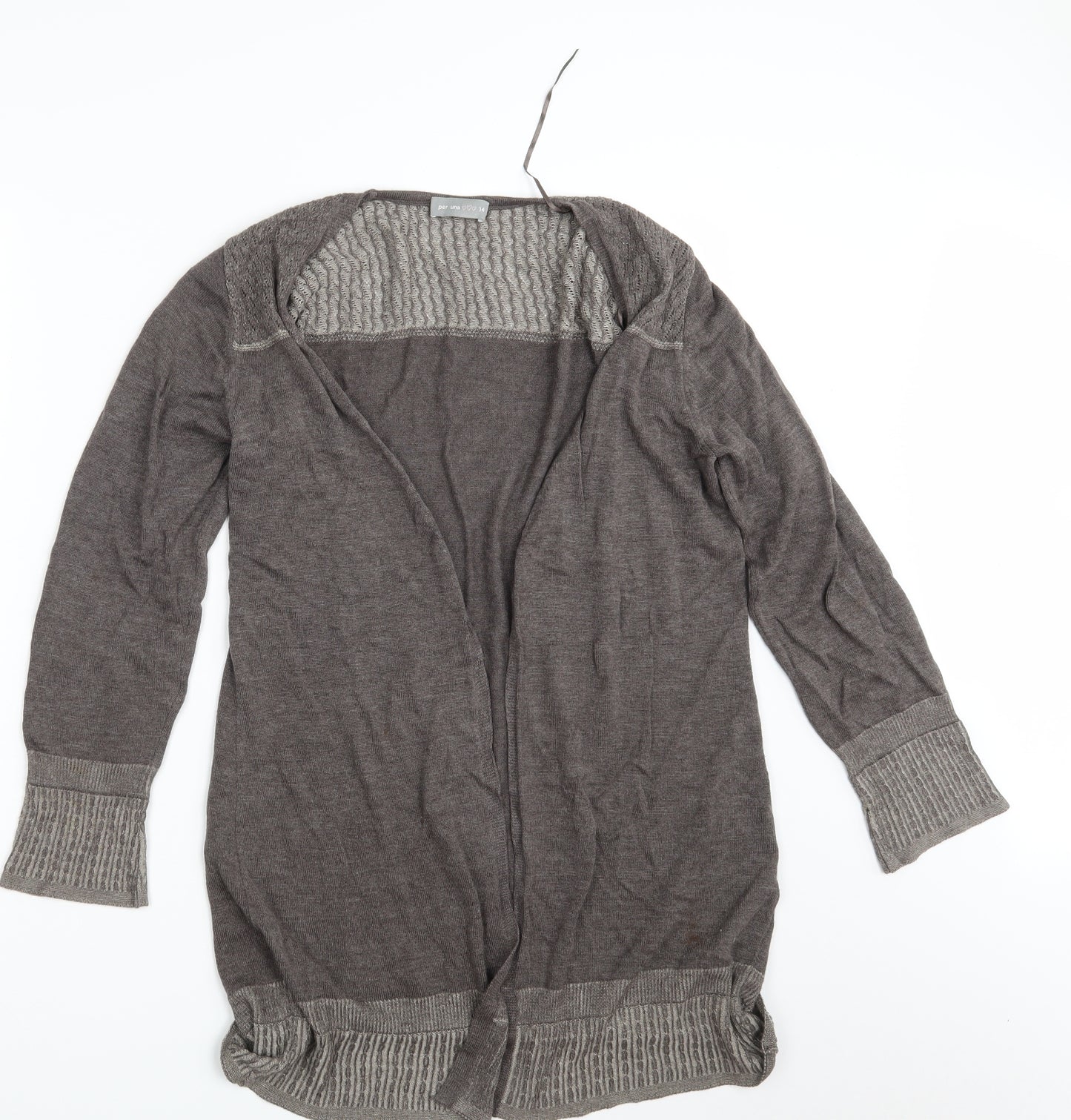 Per Una Womens Grey  Knit Wrap Jumper Size 14