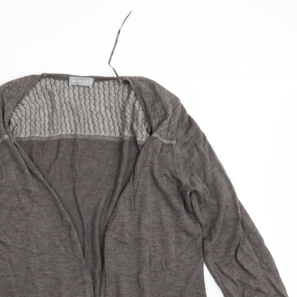 Per Una Womens Grey  Knit Wrap Jumper Size 14