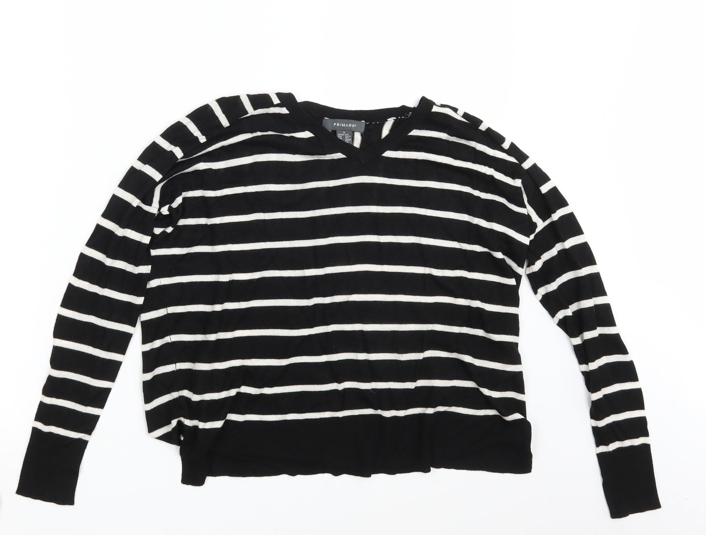 Primark Womens Black Striped  Pullover Sweatshirt Size 6