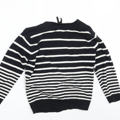 Atmosphere Womens Black Striped Knit Cardigan Jumper Size 14