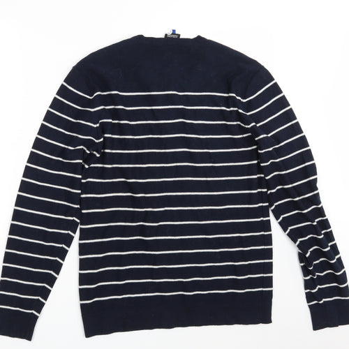 Revelation Mens Blue Striped Knit Pullover Jumper Size M
