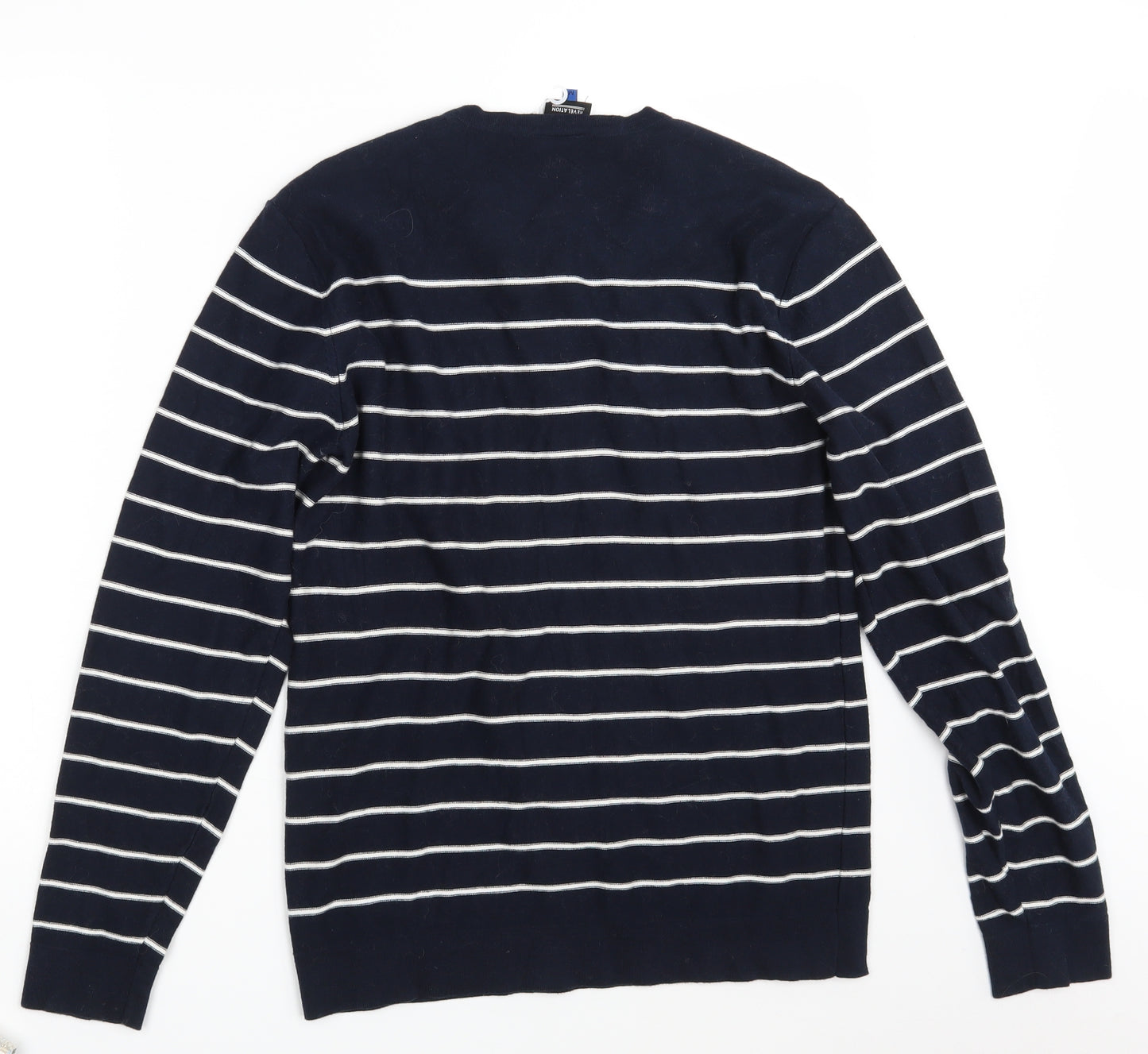Revelation Mens Blue Striped Knit Pullover Jumper Size M