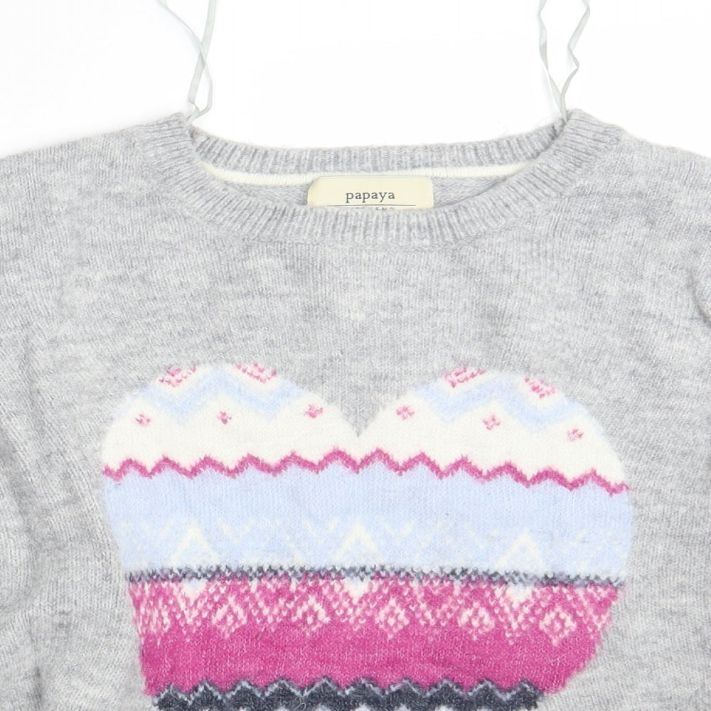 Papaya Womens Grey  Knit Pullover Jumper Size L