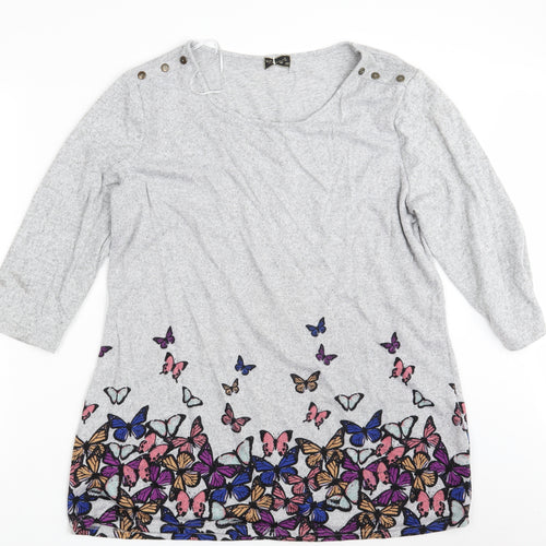 Originals Womens Grey Floral  Pullover Sweatshirt Size 22