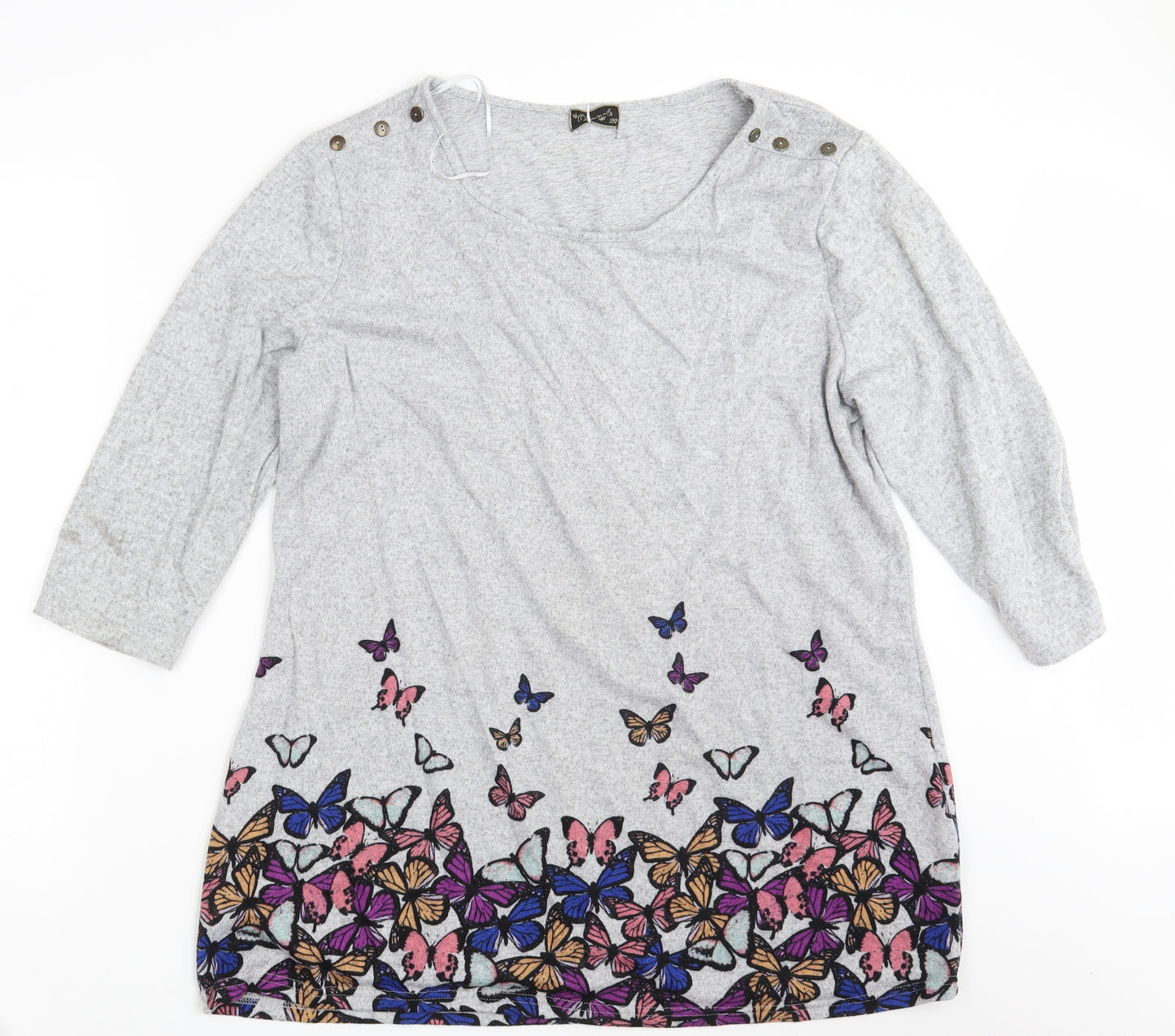 Originals Womens Grey Floral  Pullover Sweatshirt Size 22