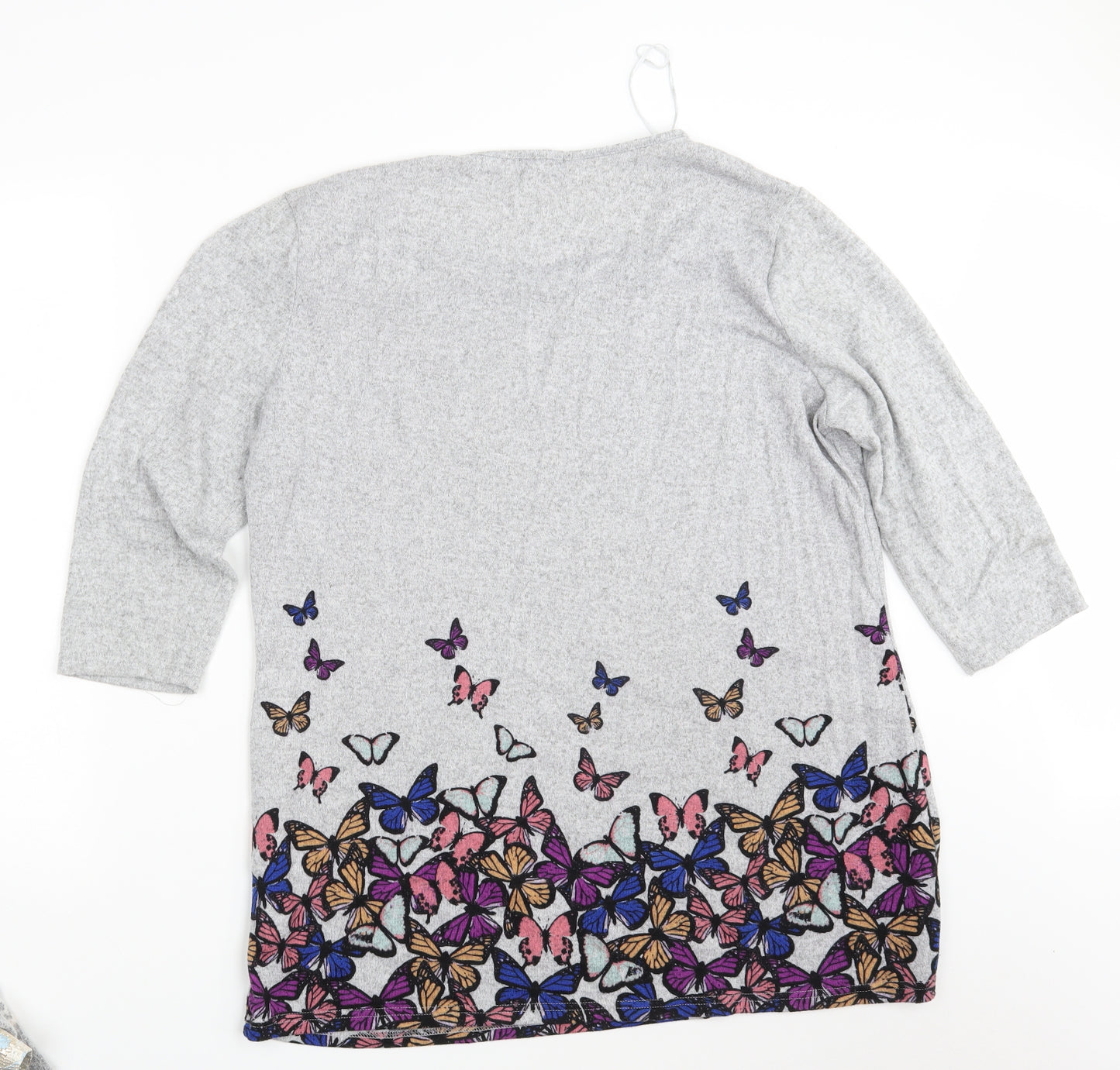 Originals Womens Grey Floral  Pullover Sweatshirt Size 22