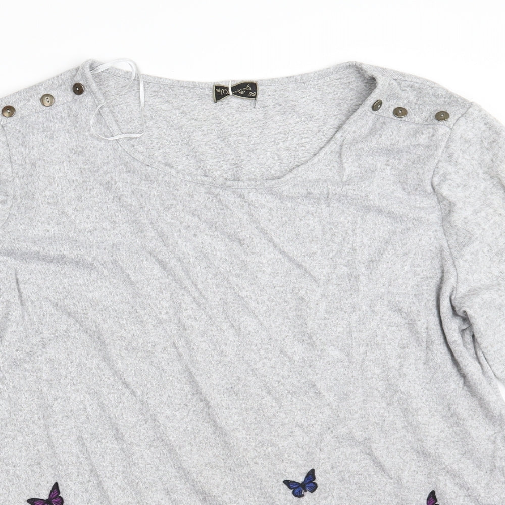 Originals Womens Grey Floral  Pullover Sweatshirt Size 22