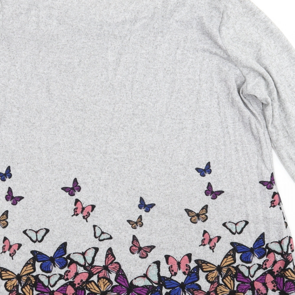 Originals Womens Grey Floral  Pullover Sweatshirt Size 22