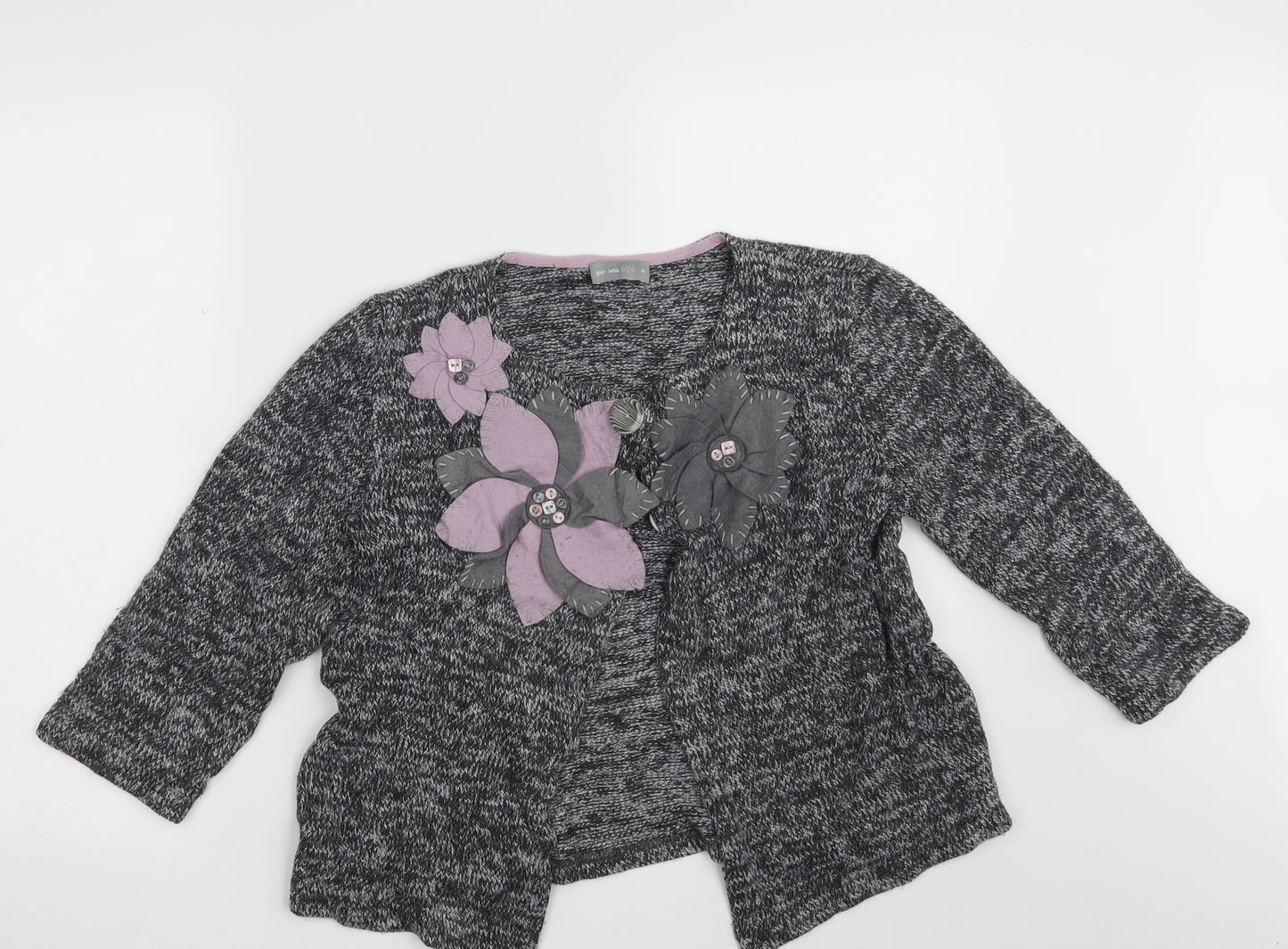 Per Una Womens Grey Floral Knit Cardigan Jumper Size M