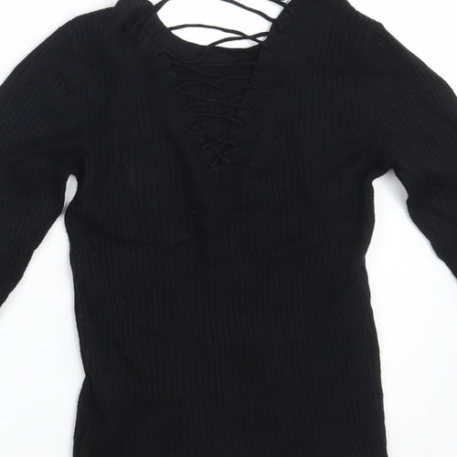 New Look Womens Black  Knit Pullover Jumper Size 6