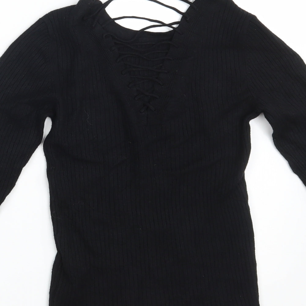 New Look Womens Black  Knit Pullover Jumper Size 6
