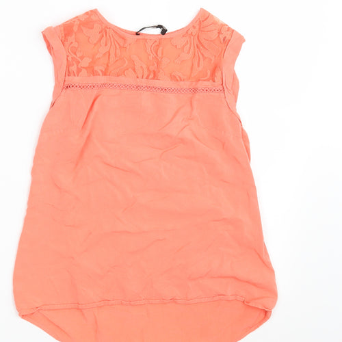 Oasis Womens Orange Floral  Basic Blouse Size 8