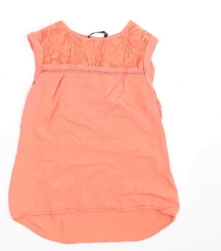 Oasis Womens Orange Floral Basic Blouse Size 8