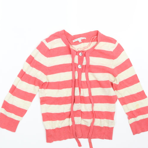 M&S Womens Pink Striped  Cardigan Jumper Size 10