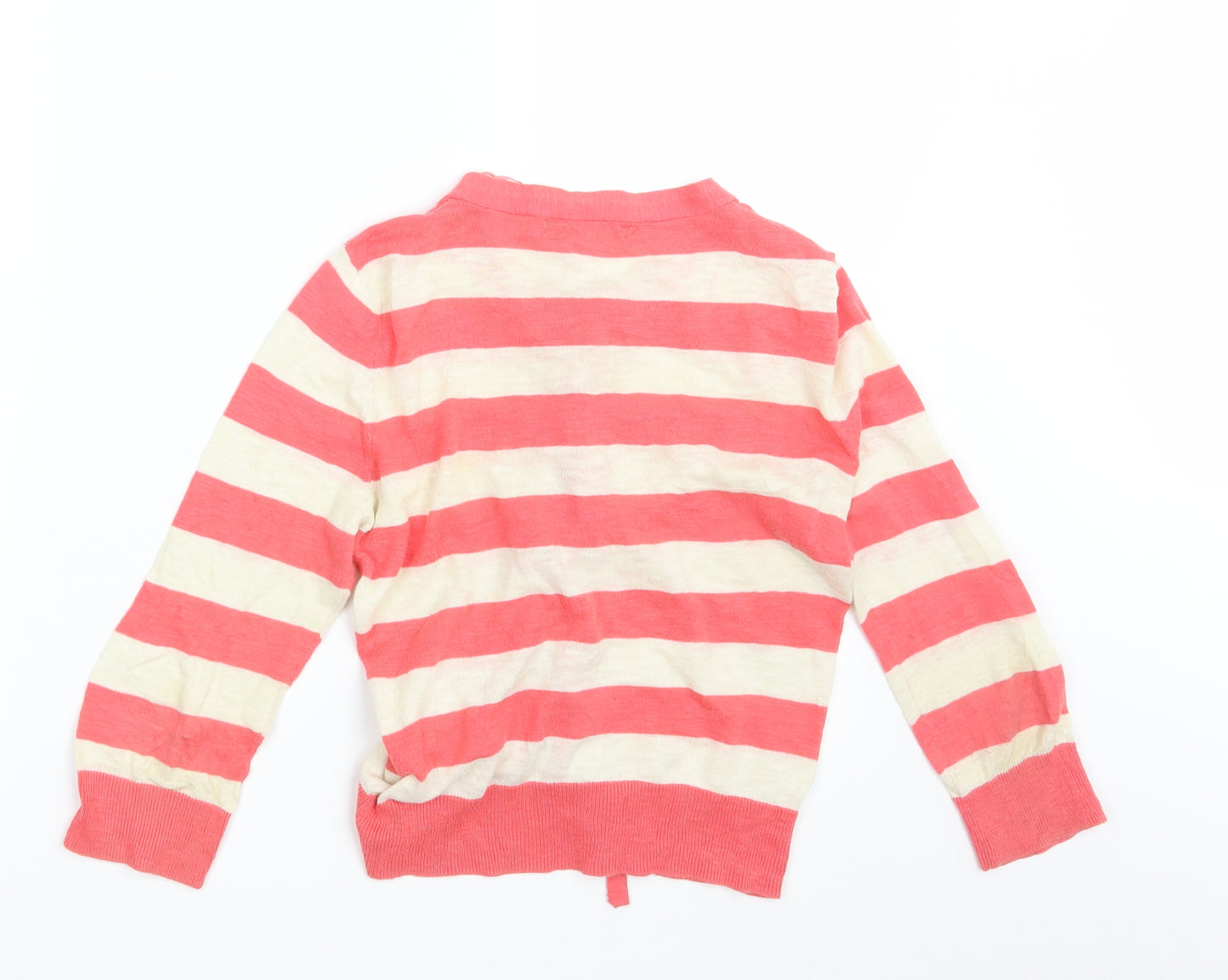 M&S Womens Pink Striped  Cardigan Jumper Size 10