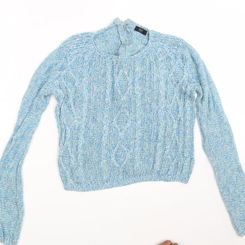 F&F Womens Blue  Knit Full Zip Jumper Size 10