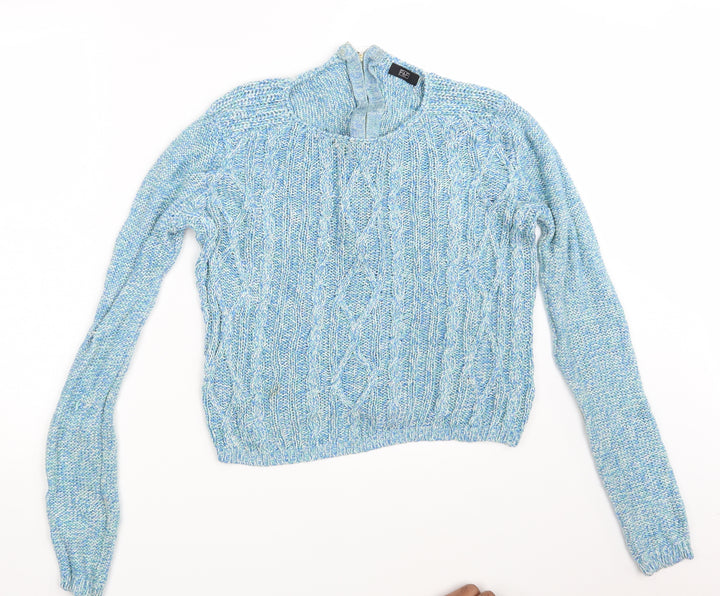 F&F Womens Blue Knit Full Zip Jumper Size 10