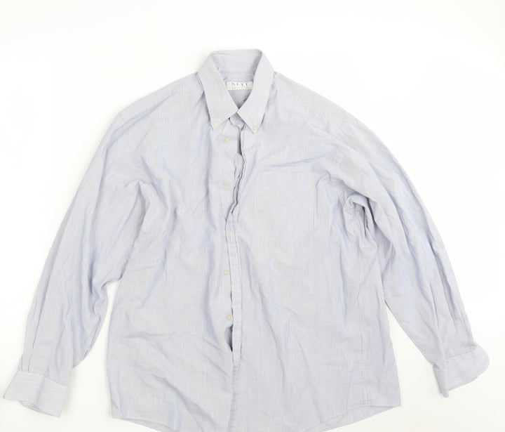 NEXT Mens Blue Striped Button-Up Size 16