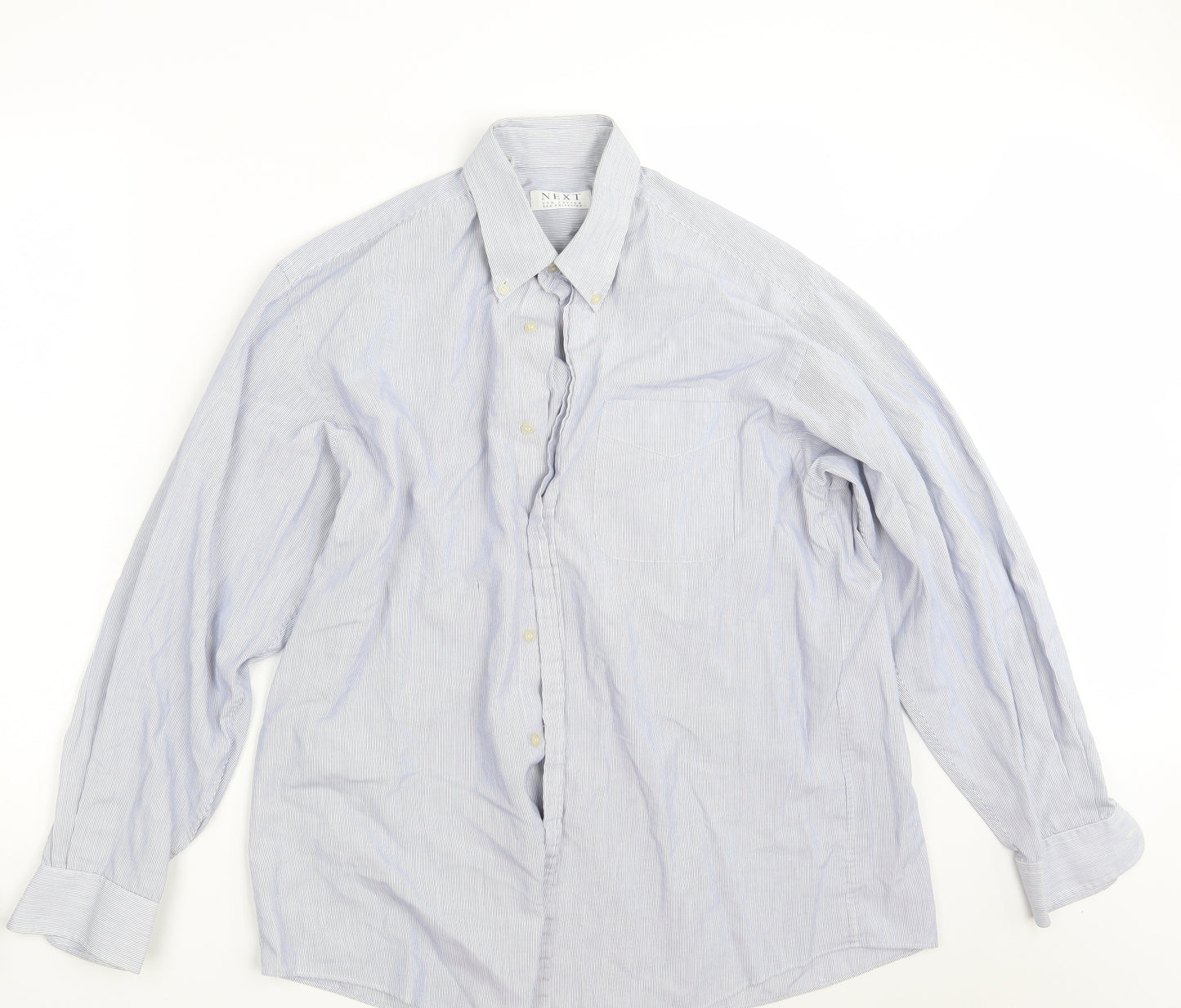 NEXT Mens Blue Striped   Button-Up Size 16