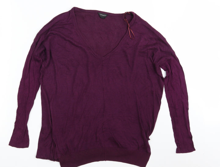 Topshop Womens Purple Knit Pullover Sweatshirt Size 8