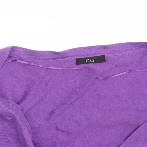 F&F Womens Purple  Knit Cardigan Jumper Size 14