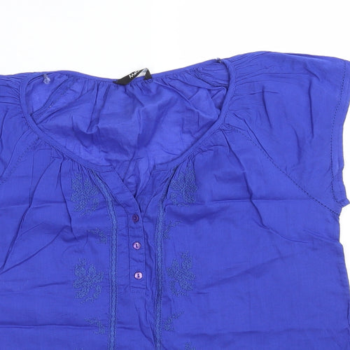 M & Co.  Womens Blue Floral  Basic Blouse Size 12