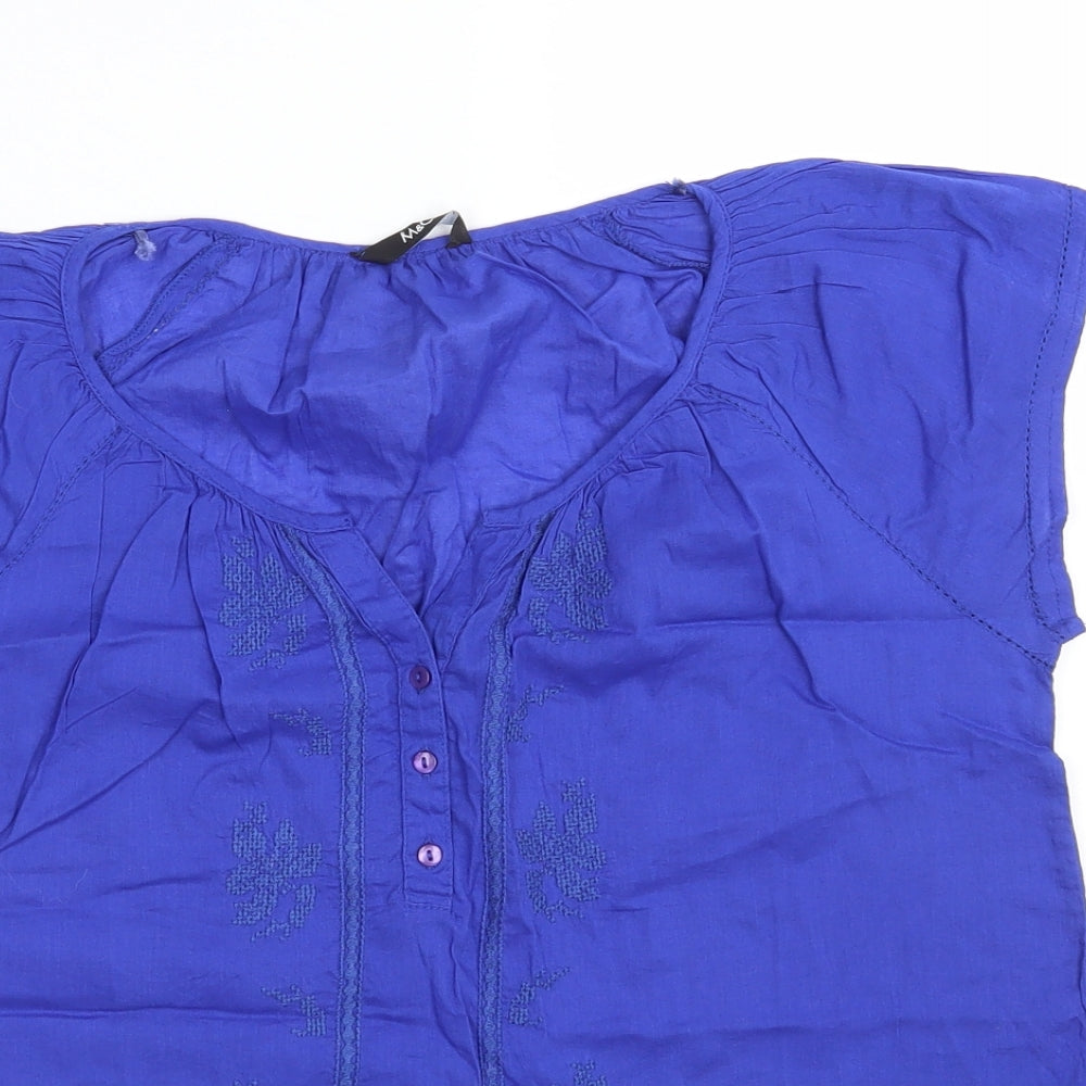 M & Co.  Womens Blue Floral  Basic Blouse Size 12