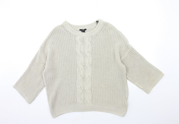 H&M Womens Grey  Knit Pullover Jumper Size S