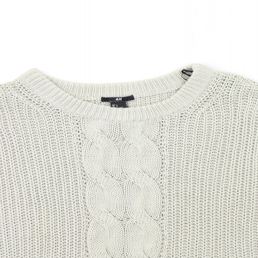 H&M Womens Grey  Knit Pullover Jumper Size S