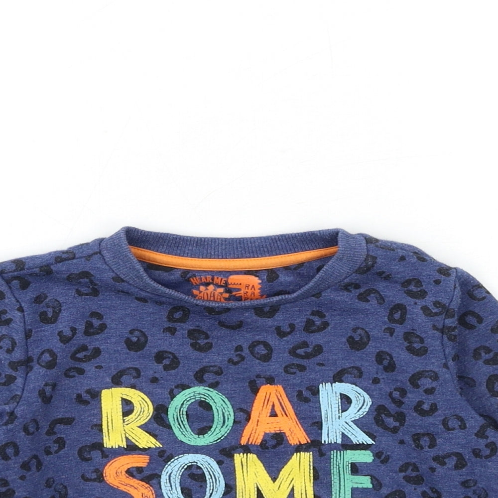 F&F Boys Blue Animal Print  Pullover Sweatshirt Size 2-3 Years