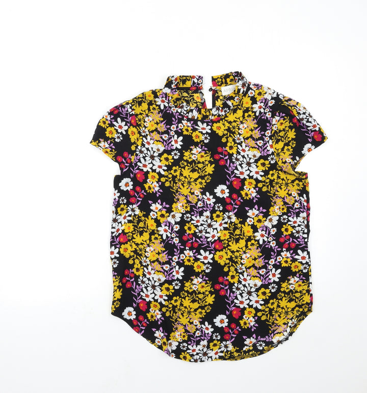 Apricot Womens Black Floral  Basic Blouse Size 10