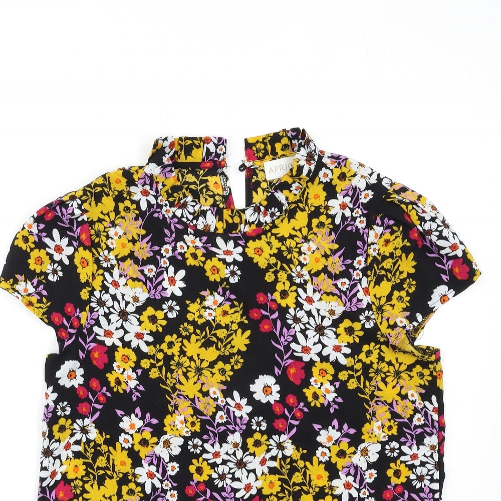 Apricot Womens Black Floral  Basic Blouse Size 10