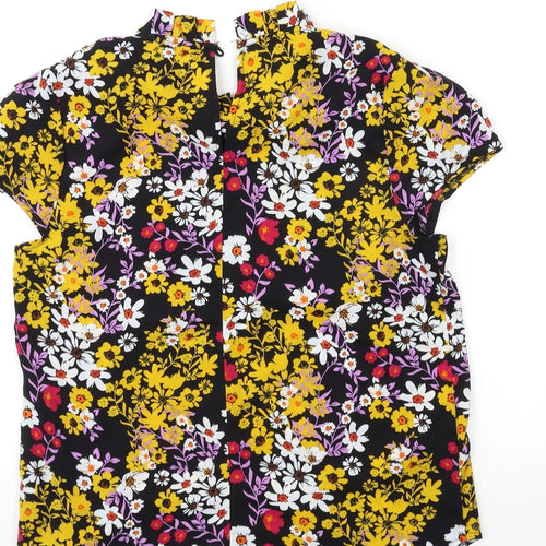 Apricot Womens Black Floral  Basic Blouse Size 10
