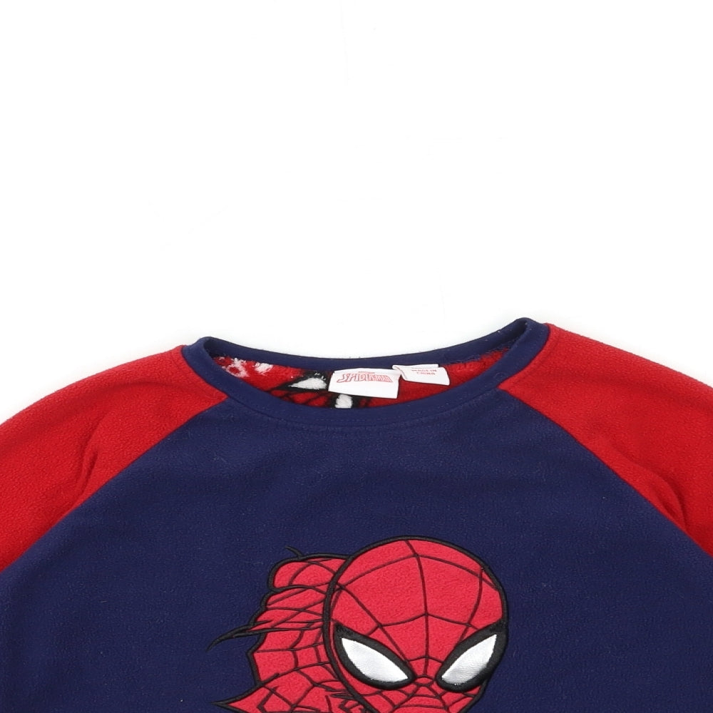 Primark Boys Blue  Fleece  Pyjama Top Size 7-8 Years  - Spider Man