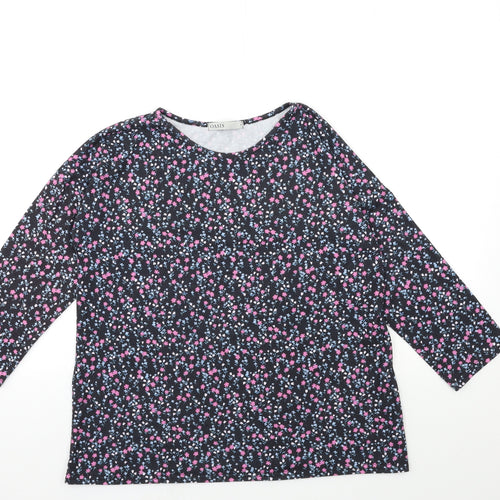 Oasis Womens Black Floral  Basic T-Shirt Size S