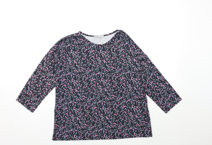 Oasis Womens Black Floral Basic T-Shirt Size S