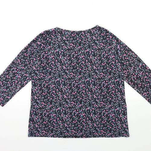 Oasis Womens Black Floral  Basic T-Shirt Size S