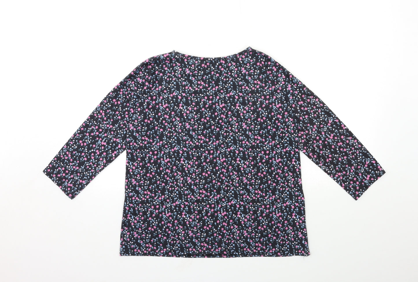 Oasis Womens Black Floral  Basic T-Shirt Size S