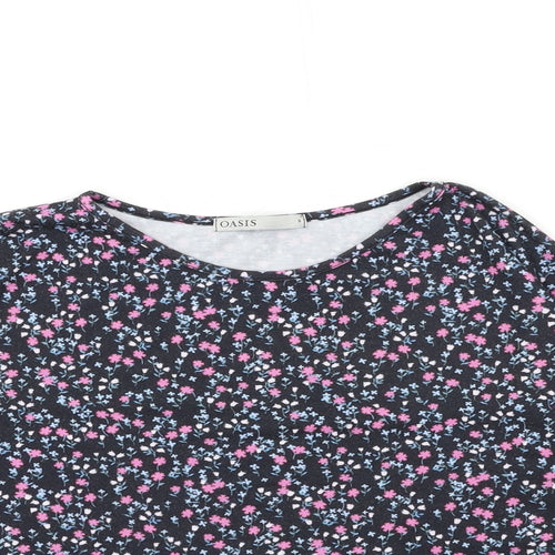 Oasis Womens Black Floral  Basic T-Shirt Size S