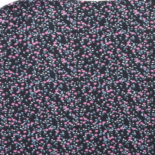 Oasis Womens Black Floral  Basic T-Shirt Size S