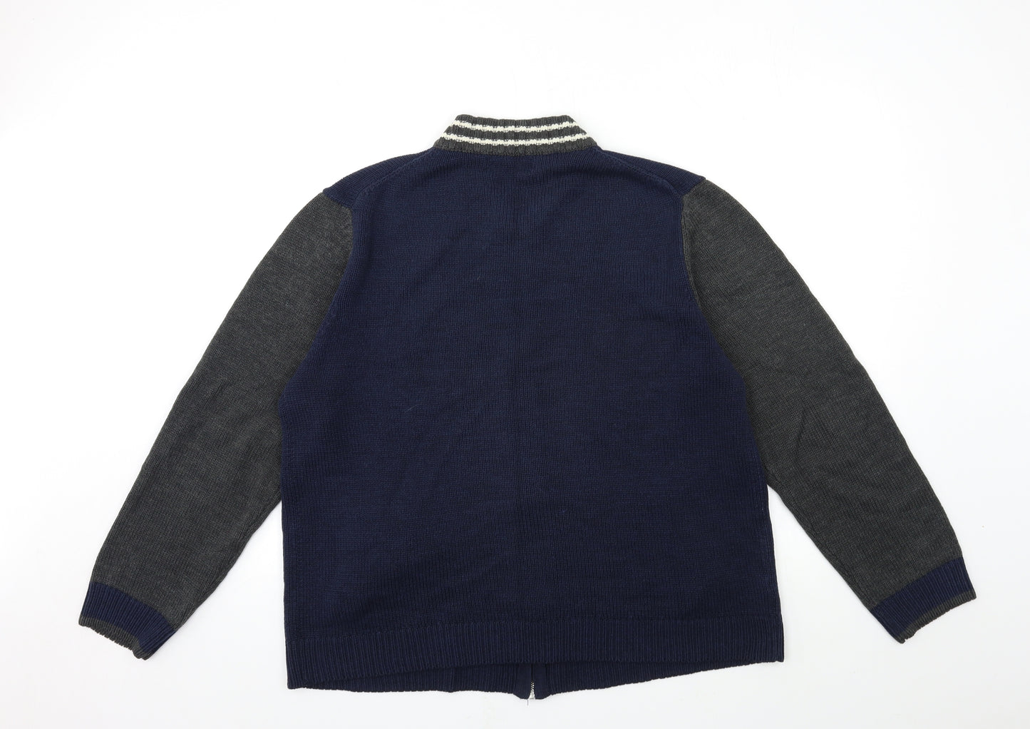 Easy Mens Blue  Knit Cardigan Jumper Size L