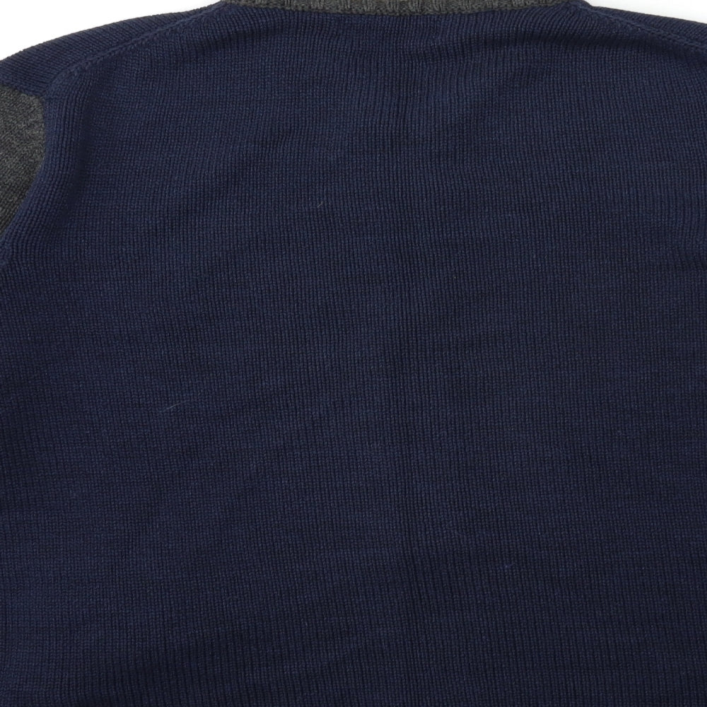 Easy Mens Blue  Knit Cardigan Jumper Size L