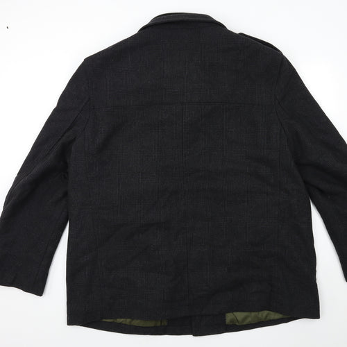 Marks and Spencer Mens Black Check  Overcoat Coat Size 3XL