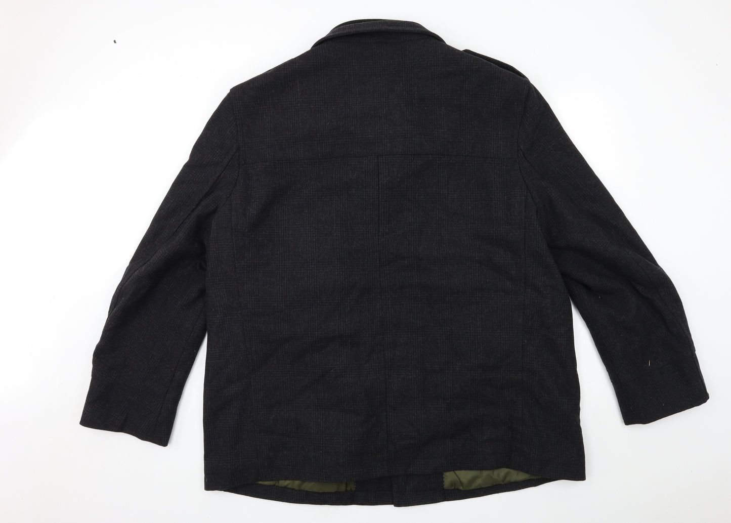 Marks and Spencer Mens Black Check  Overcoat Coat Size 3XL