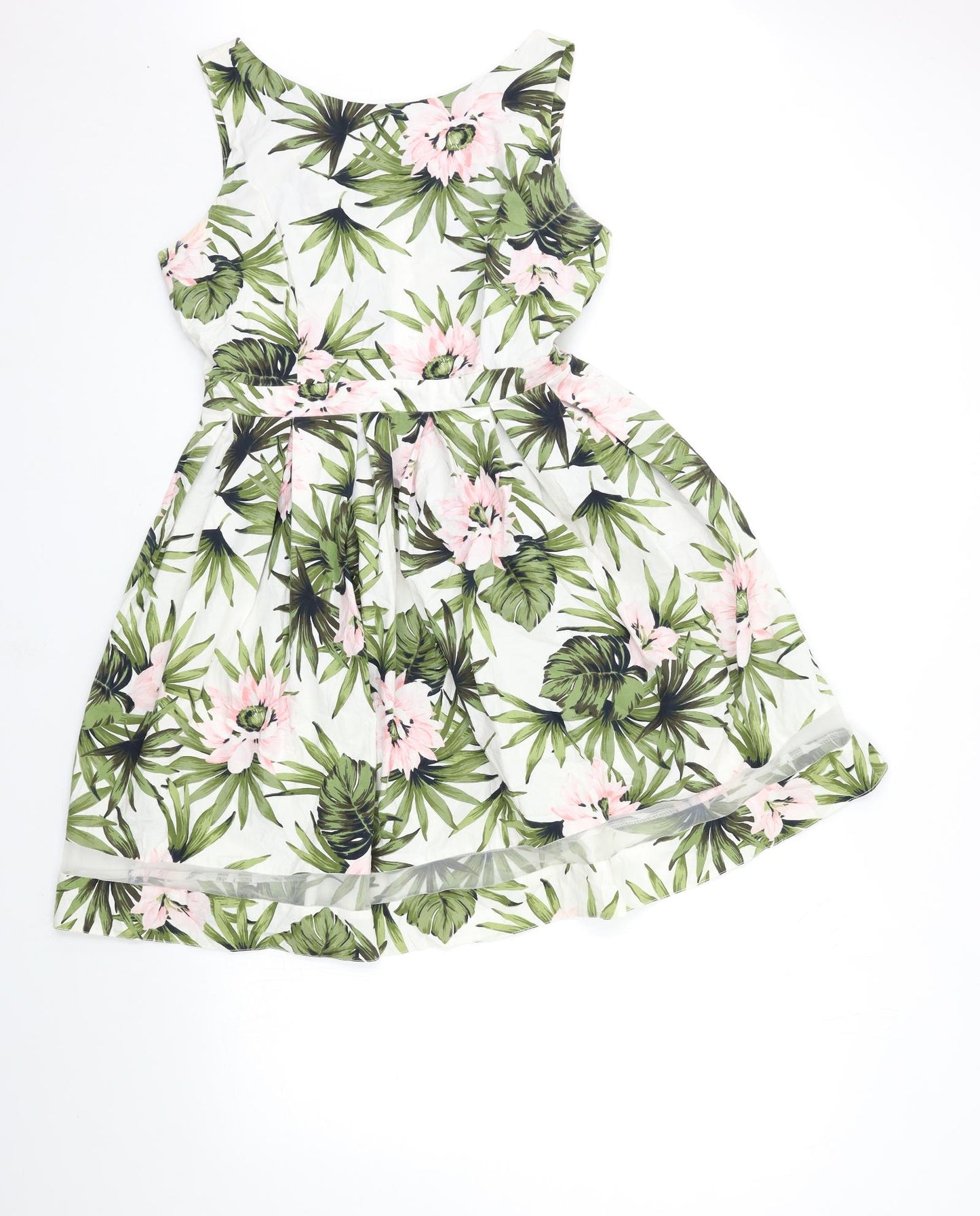 Dorothy Perkins Womens White Floral  Fit & Flare  Size 14