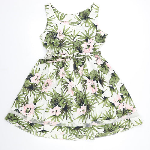 Dorothy Perkins Womens White Floral  Fit & Flare  Size 14