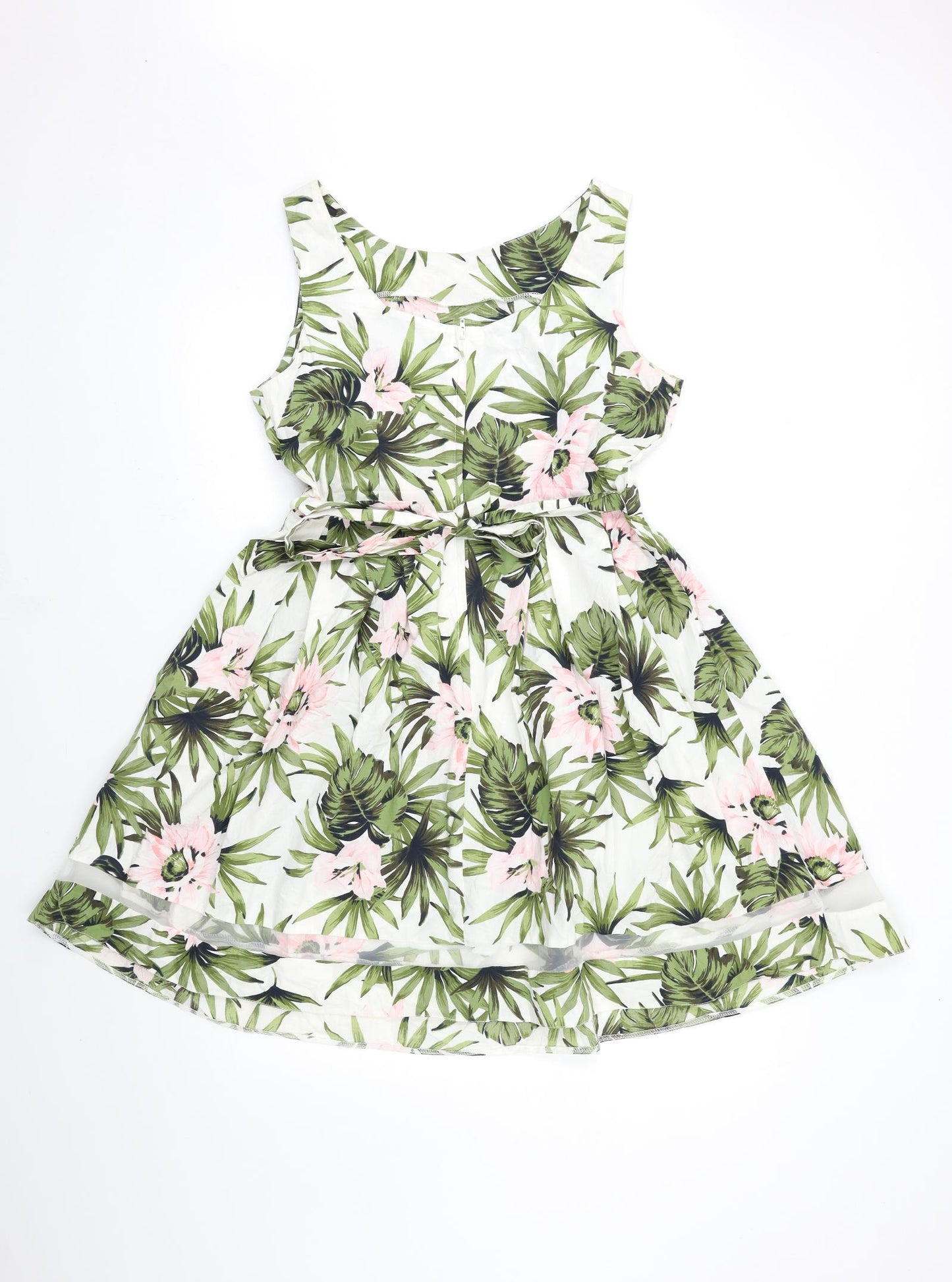 Dorothy Perkins Womens White Floral  Fit & Flare  Size 14